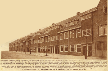 717405 Fotoadvertentie van C. van der Stok, Makelaar, Amsterdamsestraatweg 557, voor de verhuur van woningen in een ...